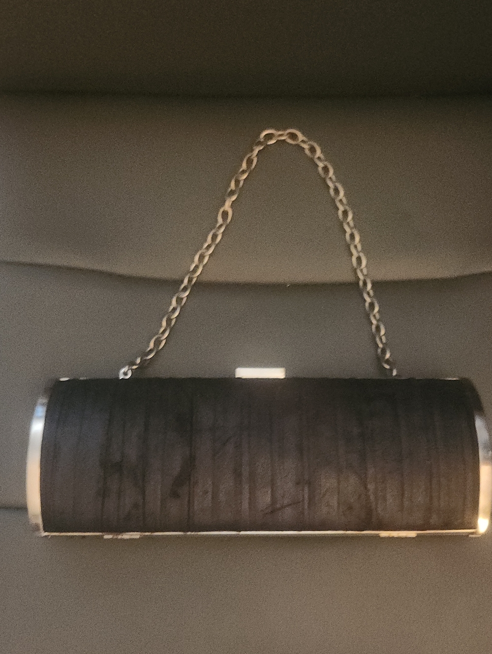 Unlisted Black Chain Strap Cylinder Clutch